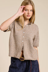 Short Sleeve Button Down Cardigan