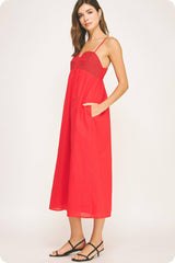 Top Stitch Bustier Linen Midi