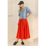 Short Puff Sleeve Denim Top