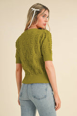 Popcorn Short Sleeve Kiwi Sweater