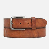 Brown Silver Buckle Classic Casual Rugged Leather Belt