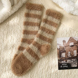 Striped Plush Socks Women Winter Thick Warm_CWMS02855: RED / (OS) 5