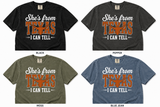 She’s From Texas Shirt – Comfort Colors Western Longhorn: Pepper / M