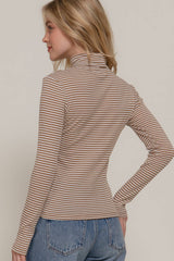 Stripe Long Sleeve Turtle Neck