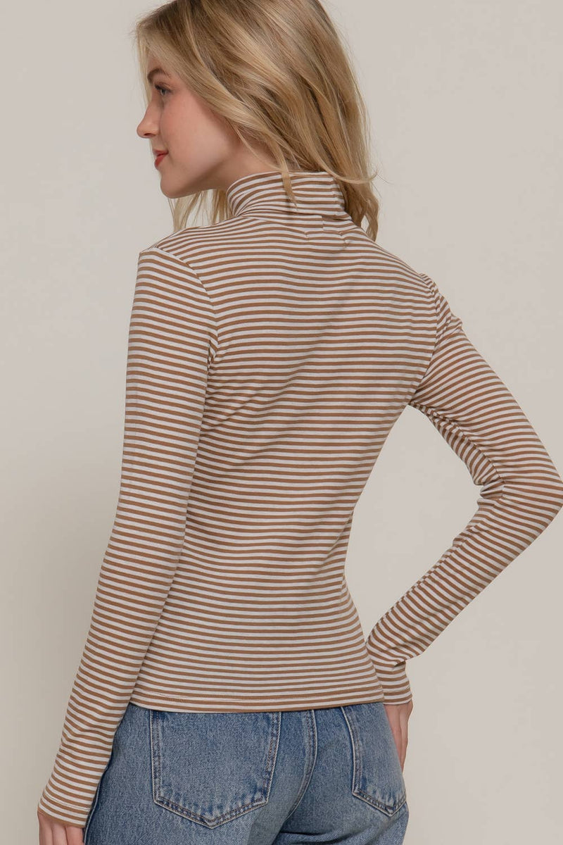 Stripe Long Sleeve Turtle Neck