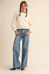 Ivory blanket stitch Sweater