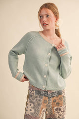 Two Tone Cardigan Sweater Ivory