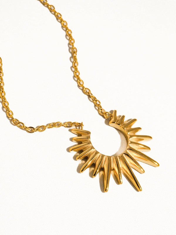 Muse Non-Tarnish Gold Sun Necklace: Yellow Gold