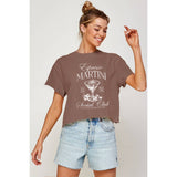 ESPRESSO MARTINI GRAPHIC CROP TOP: IVORY / L