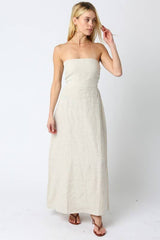 Brown Linen Maxi Dress