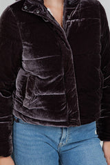 Quilted Velvet Jacket with Sherpa Lining: Navy / L