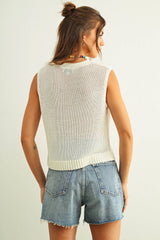 White Sleeveless Knit Top