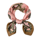 Wrapables Women's Satin Square Scarf, 26.5 x 26.5 Inch Neckerchief, Pink Insignia