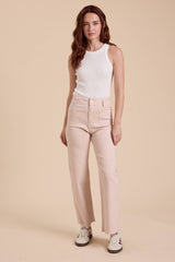 Cream Ribbed Tank Top