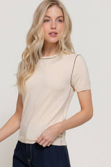 Short Sleeve Round Neck Knit Top
