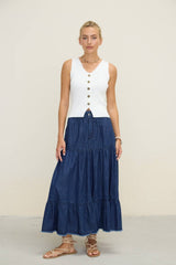 Ivory Ribbed Button Front Vest