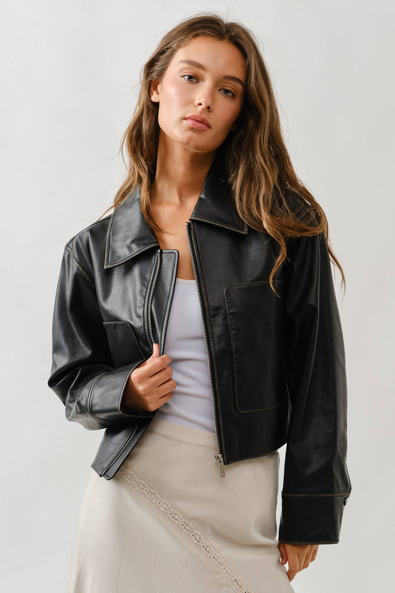 Washed Brown leather jacket