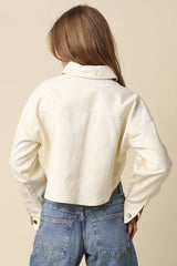 Madge Cropped Shirt: Brown / L