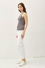 Olive cotton blend Stripeg