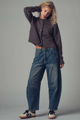 Cozy Button-Up Sweater Cardigan With Side Slits