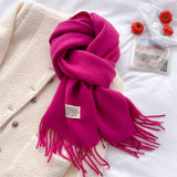 Double Sided Faux Cashmere Scarf-Solid Color Shawl_CWASC0968: Beige / (OS) 2