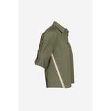 Boxy Half Sleeve Blouse With Stripe Accents