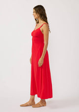V-Neck Ruched Button Down Maxi Dress: