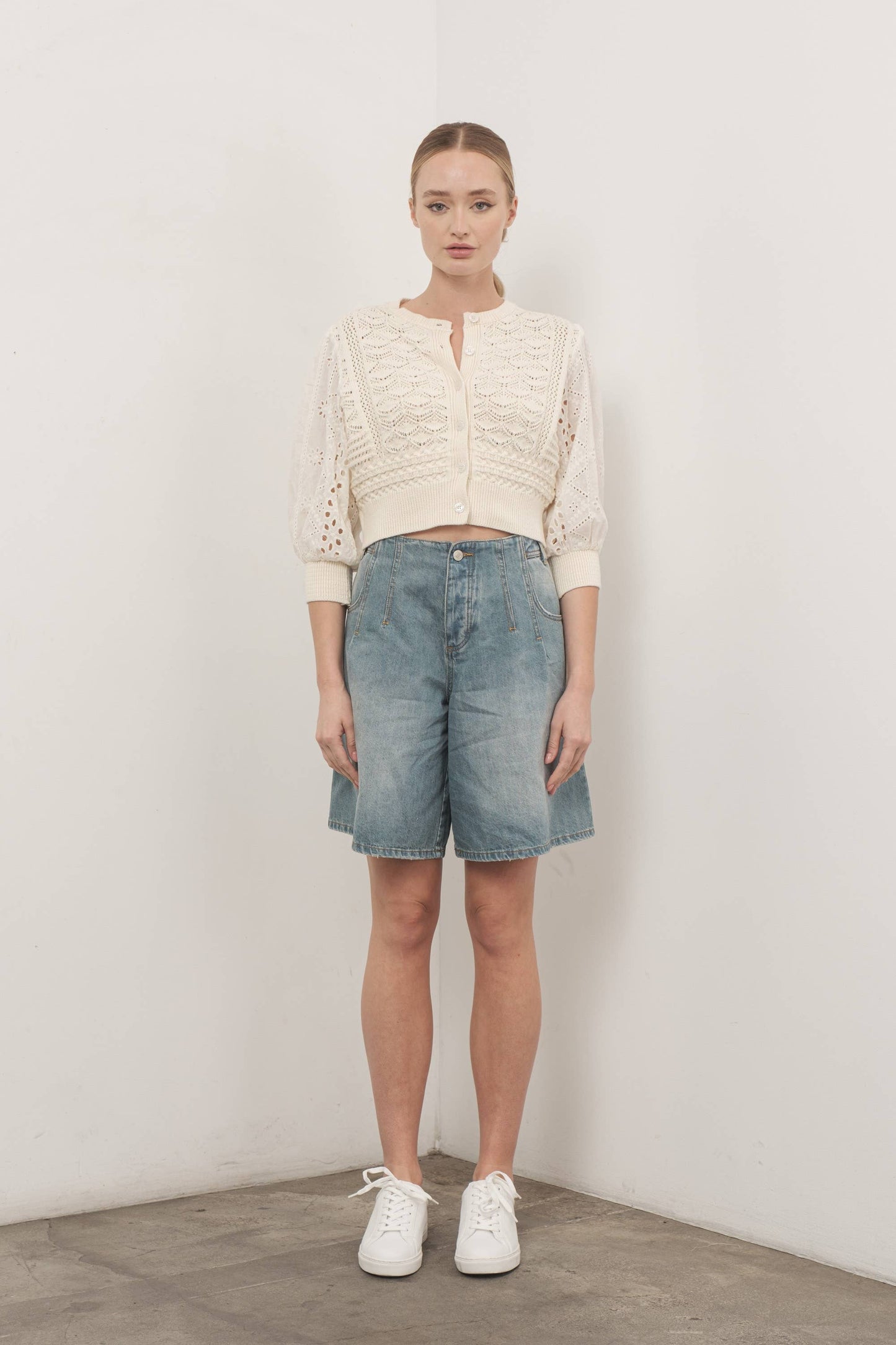 3/4 sleeve cardigan cream