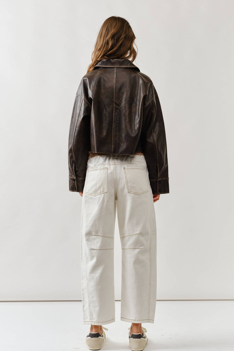 Washed Brown leather jacket