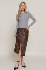 Navy Crew Neck Viscose Rib Sweater