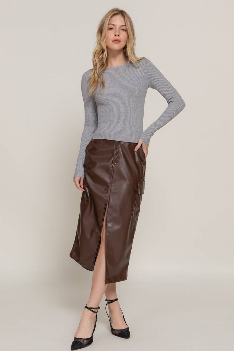 Navy Crew Neck Viscose Rib Sweater