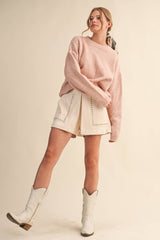 Olive Contrast Trim Sweater