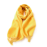 Fashion Scarf - Soft Faux Cashmere with Tassels_CWASC0174: DARKGREEN / (OS) 1