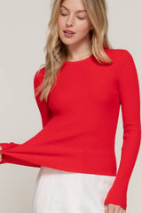 Navy Crew Neck Viscose Rib Sweater