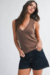V-Neck Tank Top Chocolate