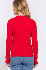 Long Sleeve Round Neck Cable Sweater