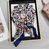 Leopard Print Square Satin Scarf