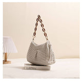 Handcrafted Woven Bag with Tassel Accent: BEIGE / One Size