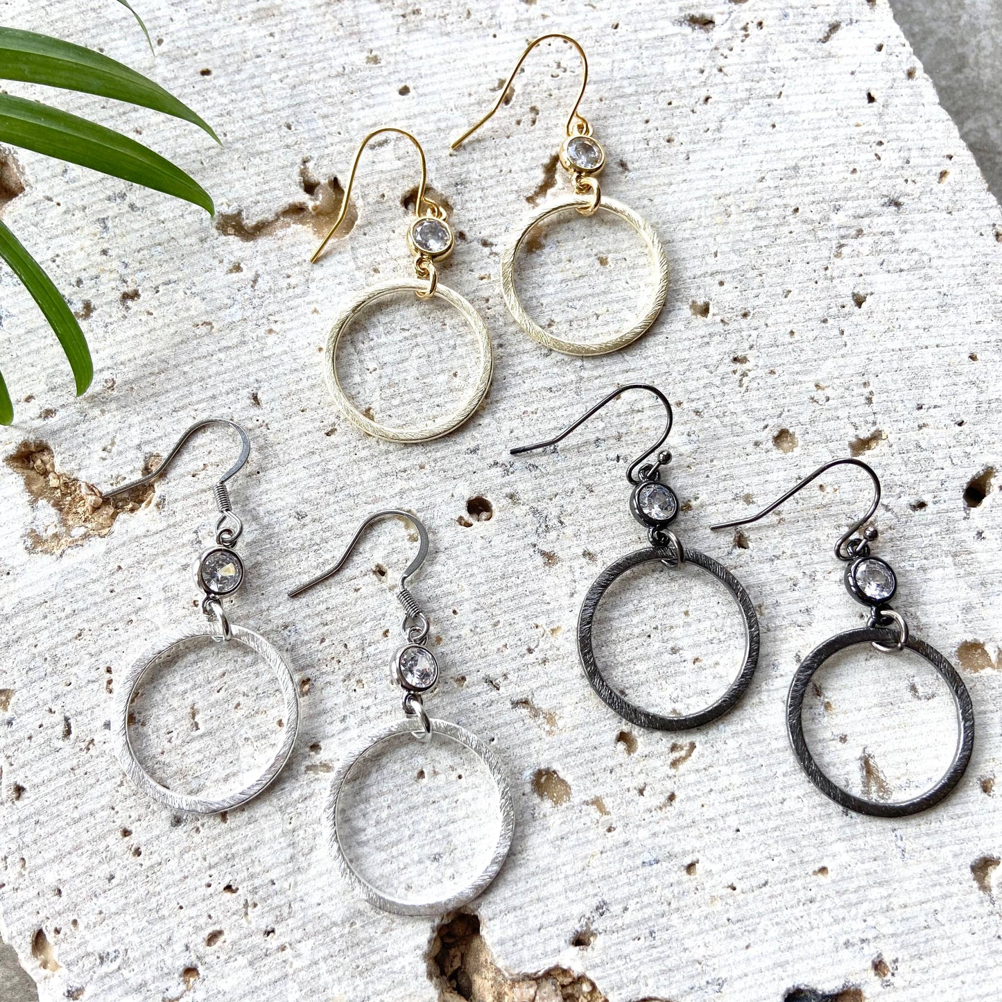 Hoop boutique Earrings salon crystal spa jewelry gift: Silver