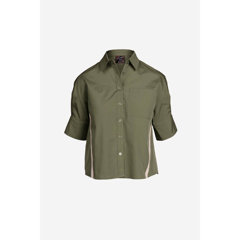 Boxy Half Sleeve Blouse With Stripe Accents