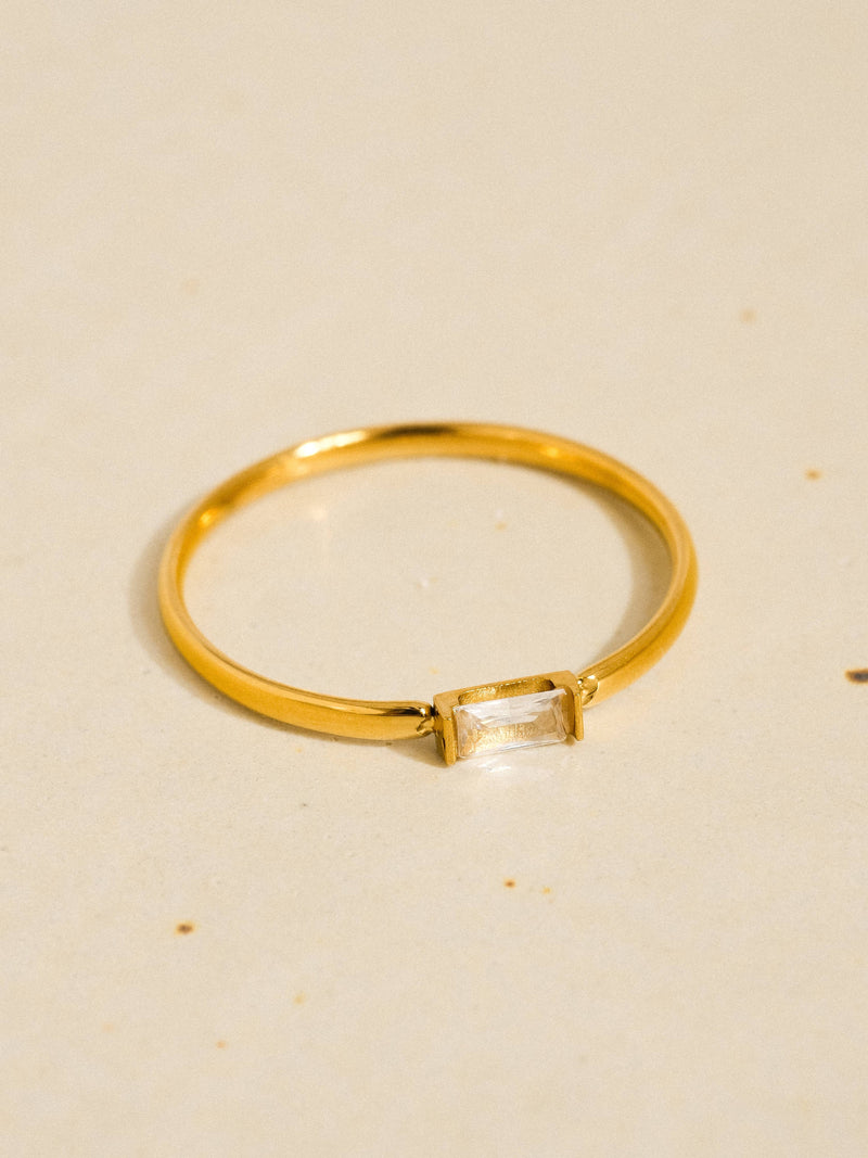 Côme 18K Gold Non-Tarnish Minimalist Thin CZ Band: Yellow Gold / 8