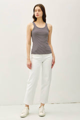 Olive cotton blend Stripeg