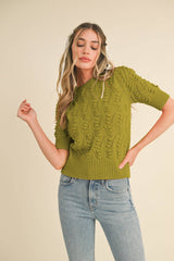 Popcorn Short Sleeve Kiwi Sweater