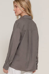 Long Sleeve Linen Blend Shirt NATURAL