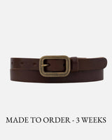 Brown Vintage Skinny Leather Belt
