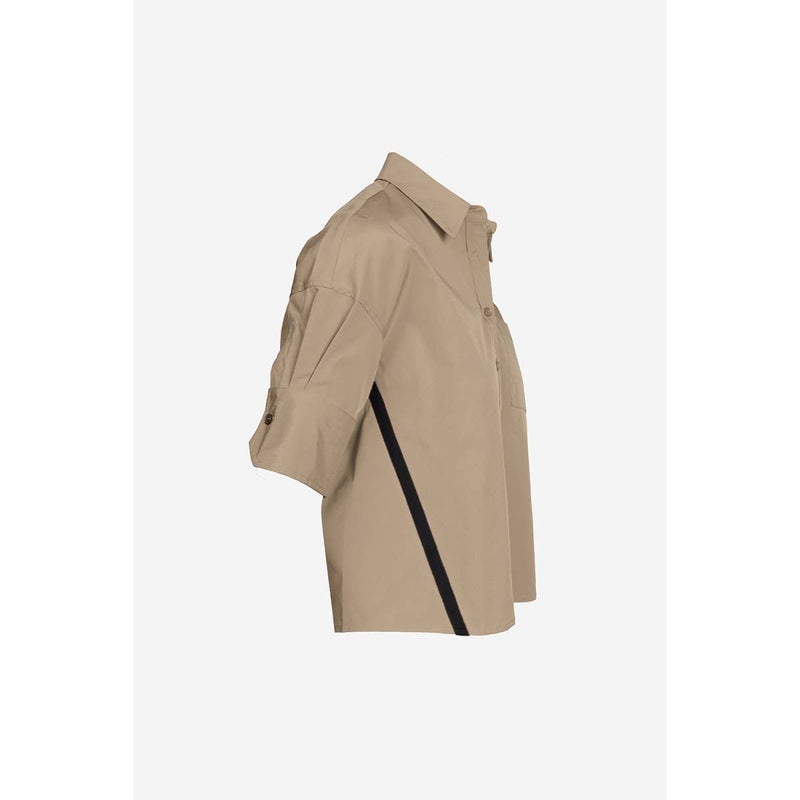 Boxy Half Sleeve Blouse With Stripe Accents