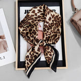 Leopard Print Square Satin Scarf