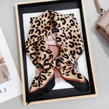 Leopard Print Square Satin Scarf