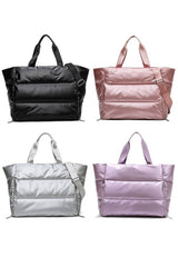 Puffy Quilted Waterproof Travel Sports Tote Bag: SILVER / 1 (ONE SIZE)