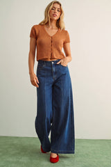 T6284   CAP SLEEVE BUTTON FRONT TOP: BEIGE / L